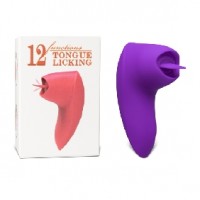 Vibrator with Tongue 12 Speeds Silicone Rechargeable PURPLE